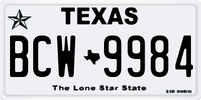 TX license plate BCW9984
