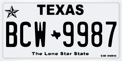 TX license plate BCW9987