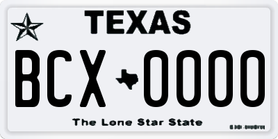 TX license plate BCX0000