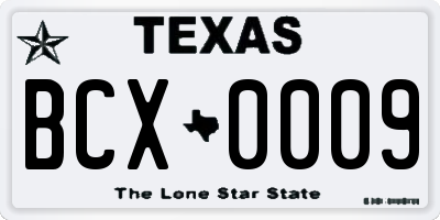 TX license plate BCX0009