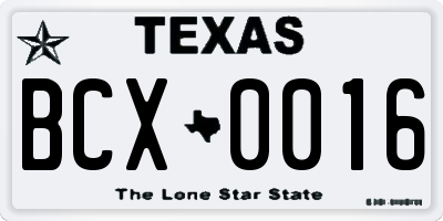 TX license plate BCX0016