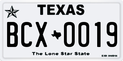 TX license plate BCX0019