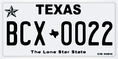 TX license plate BCX0022