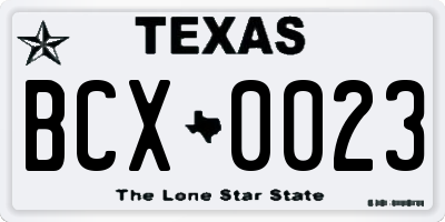 TX license plate BCX0023