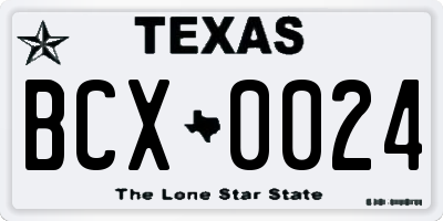 TX license plate BCX0024