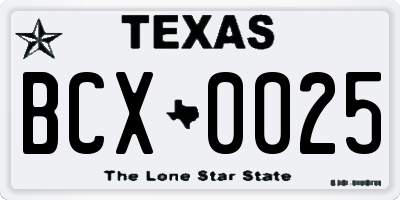 TX license plate BCX0025