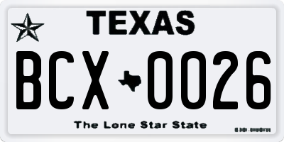 TX license plate BCX0026