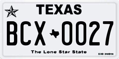TX license plate BCX0027