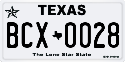 TX license plate BCX0028