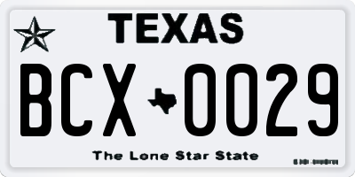 TX license plate BCX0029