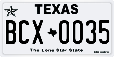 TX license plate BCX0035