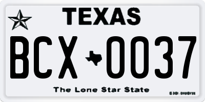 TX license plate BCX0037
