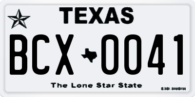 TX license plate BCX0041