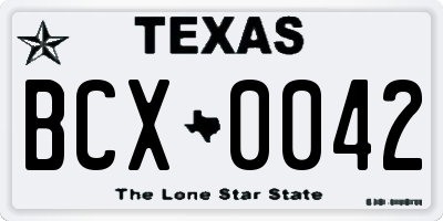 TX license plate BCX0042