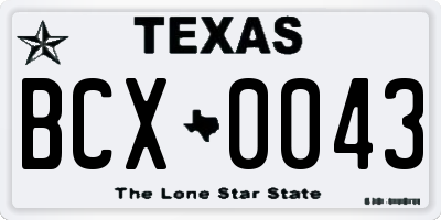 TX license plate BCX0043