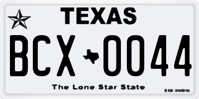 TX license plate BCX0044