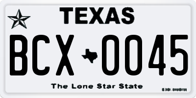 TX license plate BCX0045