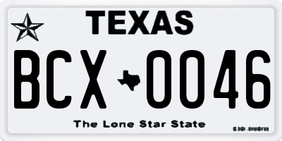 TX license plate BCX0046