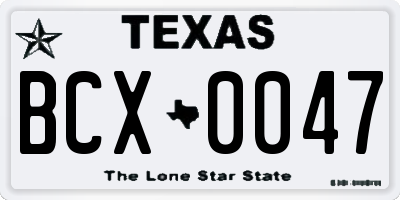 TX license plate BCX0047
