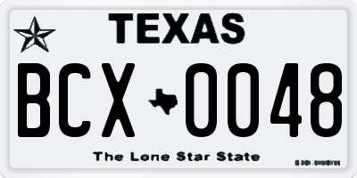 TX license plate BCX0048