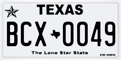 TX license plate BCX0049
