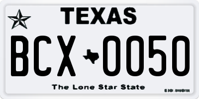 TX license plate BCX0050