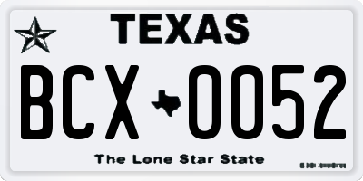 TX license plate BCX0052