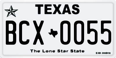 TX license plate BCX0055