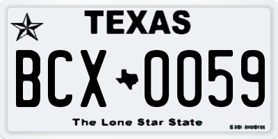 TX license plate BCX0059