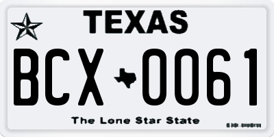 TX license plate BCX0061