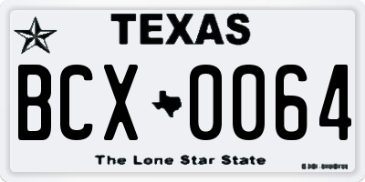 TX license plate BCX0064