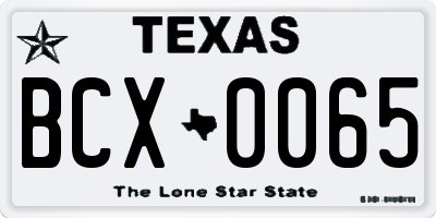 TX license plate BCX0065
