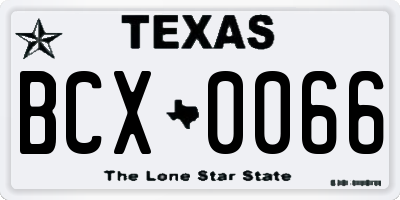 TX license plate BCX0066
