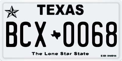 TX license plate BCX0068