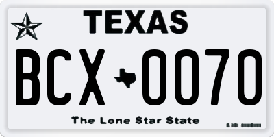 TX license plate BCX0070
