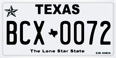 TX license plate BCX0072
