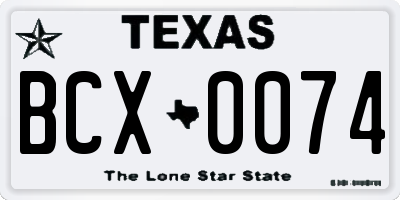 TX license plate BCX0074