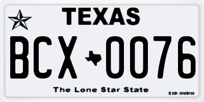 TX license plate BCX0076