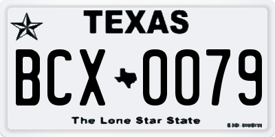TX license plate BCX0079
