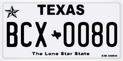TX license plate BCX0080