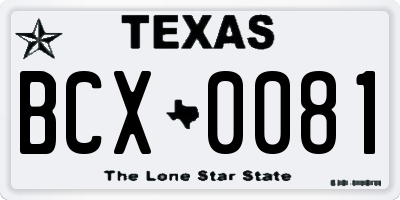 TX license plate BCX0081