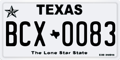 TX license plate BCX0083