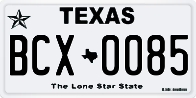 TX license plate BCX0085