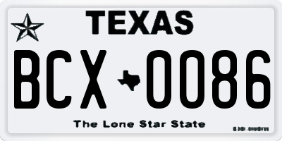 TX license plate BCX0086
