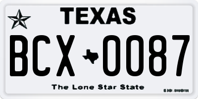 TX license plate BCX0087