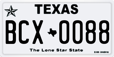 TX license plate BCX0088
