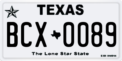 TX license plate BCX0089