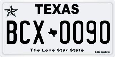 TX license plate BCX0090