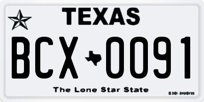 TX license plate BCX0091