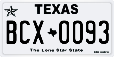 TX license plate BCX0093